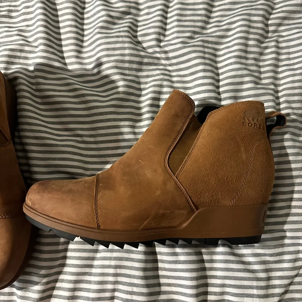 Sorel Women's Evie Pull-On Bootie Waterproof Suede Leather Wedge Ankle size 11 - Picture 7 of 10